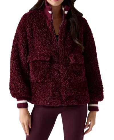 Guess Women's Muriel Faux Shearling Teddy Bomber-collar Jacket In Brown
