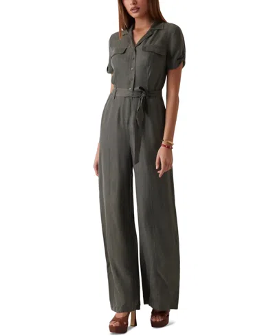 GUESS WOMEN'S NALINI BUTTON-FRONT BELTED JUMPSUIT