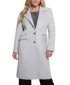Guess Nancy Coat With Removable Faux Fur Collar In Grey