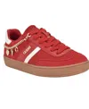 Guess Women's Naoko Charm Lace-up Court Sneakers In Red