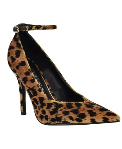 Guess Women's Napril Ankle Strap Stiletto Dress Pumps In Animal Print