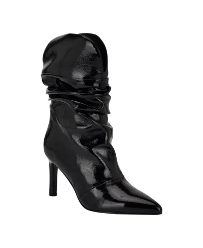 Guess Women's Narissa Pointy Toe Western Heeled Scrunch Booties In Black