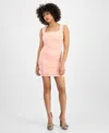 Guess Nathaly Ruched Jersey Body-con Minidress In Peach Creme