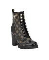 Guess Women's Neadyn Heeled Lug Sole Lace Up Hiker Booties In Black