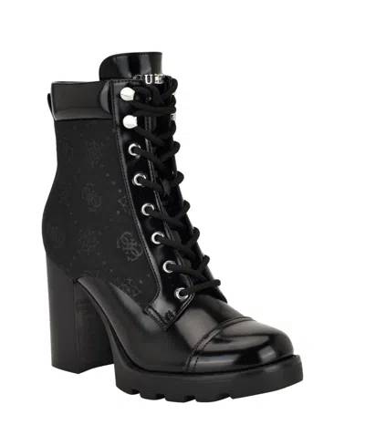GUESS WOMEN'S NELLSAN HIGH BLOCK HEEL HIKER BOOTIES