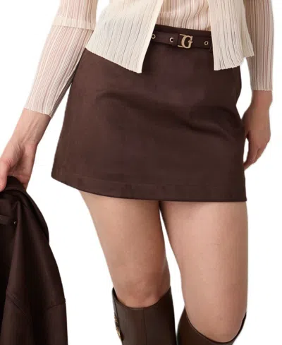 Guess Women's New Grace Mini A-line Faux Suede Skirt In Brown