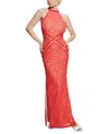 GUESS WOMEN'S NEW LIZA LACE HALTER SLEEVELESS GOWN
