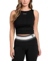 Guess Nina Ruched Cotton Blend Crop Tank In Black