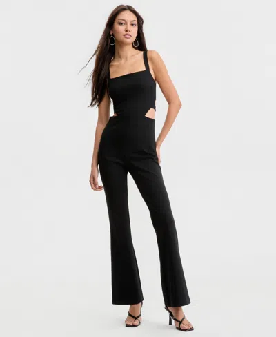 Guess Women's Noel Ponte Waist-cutout Jumpsuit In Black