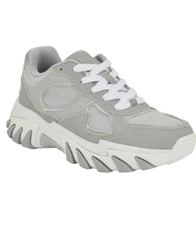 Guess Women's Norina Lace-up Cat Claw Chunky Sneakers In Light Grey