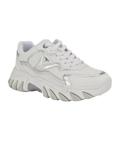 Guess Women's Nowah Triangle Lace-up Chunky Fashion Sneakers In White