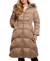 Guess Olga Down Puffer Coat With Removable Hood In Wet Sand