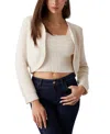 Guess Erynn Mix Stitch Crop Cardigan In Natural Multi