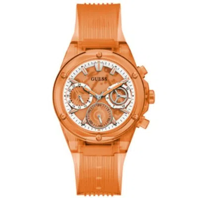 Guess Women's Orange Multi-function Orange Dial Watch In Gold