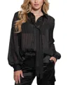GUESS WOMEN'S ORIANE BOW-TIE LONG-SLEEVE SHEER SHIRT