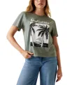 Guess Women's Palm Print Crewneck T-shirt In Gray