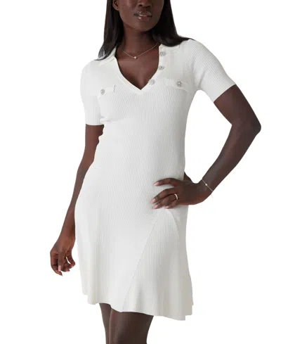 Guess Women's Paula Ribbed Polo Sweater Dress In Cream White | ModeSens