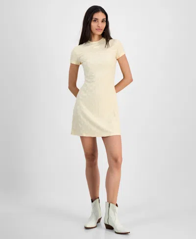 Guess Women's Peony Jacquard Short-sleeve Dress In Peony Jacquard Vanilla
