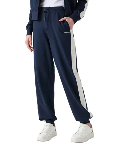 Guess Phoebe High Rise Stripe Joggers In Blue