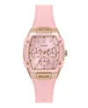 Guess Women's Pink Rose Gold Tone Multi-function Watch, 35mm In Gold