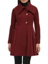 Guess Women's Pleated Wool Blend Flared Coat In Ruby