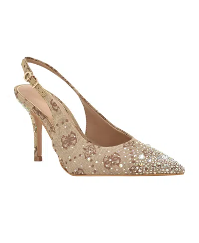 Guess Women's Princessa Quattro G Embellished Slingback Stiletto Pumps In Brown