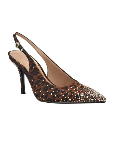 Guess Women's Princessa Quattro G Embellished Slingback Stiletto Pumps In Brown