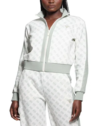 Guess Women's Printed Zip-front Sweatshirt In 4g Circle Mint Aop