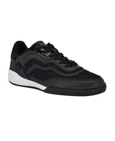 Guess Women's Pritie Quattro Rhinestone Lace-up Sneakers In Black Rhinestone