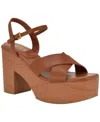 Guess Qeelin Ankle Strap Platform Sandal In Brown
