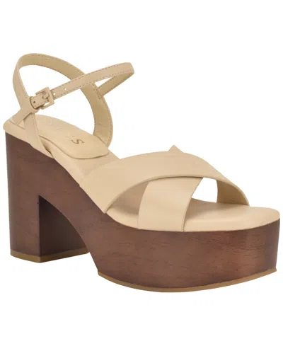 Guess Women's Qeelin Criss-cross High Block Heel Platform Sandals In Multi