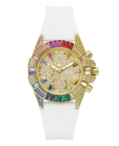 Guess Women's Quartz Day And Date Pride White Silicone Watch 39mm