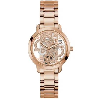 Guess Women's Quattro Transparent Dial Watch In White