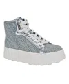 Guess Women's Queenly Rhinestone Embellished High Top Sneakers In Blue Denim Rhinestone