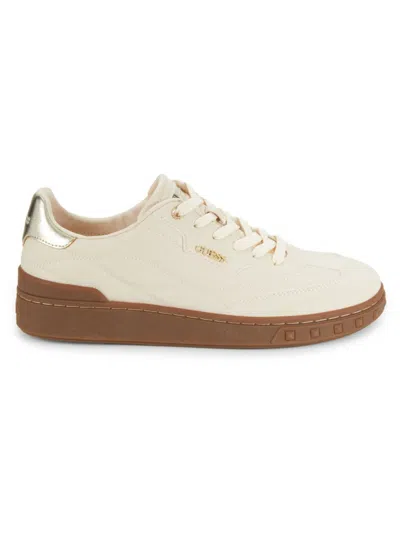 Guess Women's Quilt Logo Low Top Platform Sneakers In Light Natural