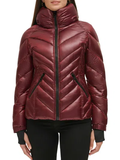 Guess Women's Quilted Puffer Jacket In Plum