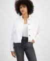 Guess Women's Raine Fold-collar Button-front Jacket In Pure White
