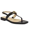 Guess Women's Reality G-elite T-strap Flat Sandals In Black Leather