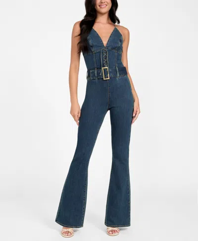 Guess Women's Rebel Halter Neck Jumpsuit In Blue