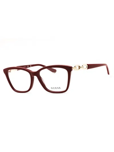 Guess Women's Rectangular Eyeglasses - Stylish Acetate Frame In Burgundy