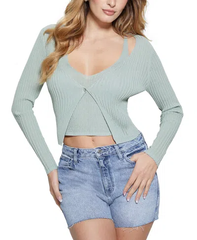 Guess Women's Reese Layered-look Sweater In Malibu Sage