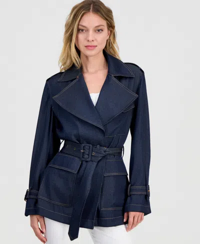 Guess Women's Regine Short Fluid Trench Coat In Blue