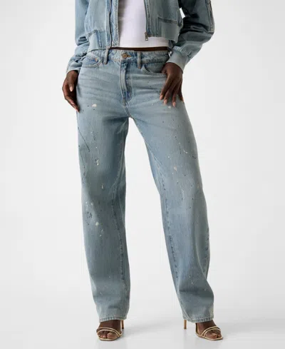 Guess Paint Splatter Relaxed Barrel Leg Jeans In Blue