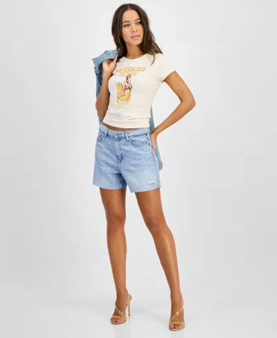 Guess Women's Relaxed Denim Cutoff Midi Shorts In Maiorca