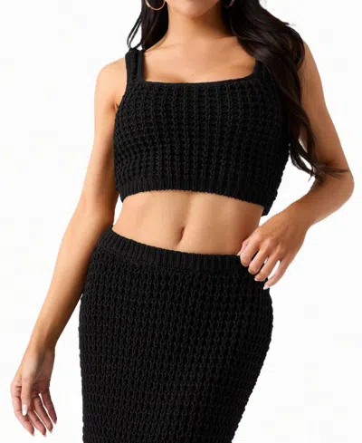 Guess Women's Remi Square-neck Sleeveless Crop Cotton-blend Sweater Tank In Jet Black