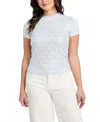 Guess Women's Rhinestone-logo Mock-neck Short-sleeve Top