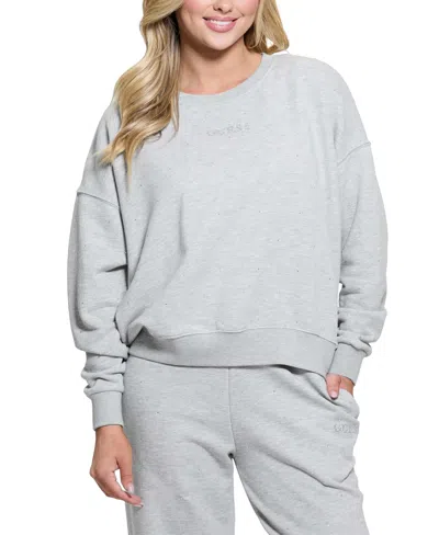 Guess Women's Rhintone Logo Sweatshirt In Light Stone Heather