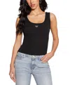 Guess Women's Ribbed Triangle-bling Tank Top In Jet Black A996