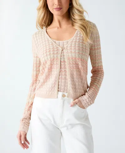 Guess Women's Rosalyn Cover Shoulder V-neck Cropped Sweater In Peach Beige And Vanilla Lur