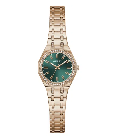 Guess Women's Rose Gold-tone Stainless Steel Analog Watch, 25mm In Green